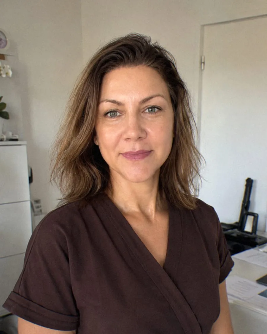 Karen, esthéticienne à domicile à Pau, en tenue de travail
